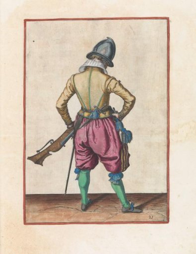 Soldier with a musket taking his powder horn