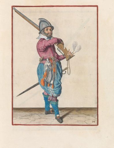 Guard soldier taking his musket from his shoulder
