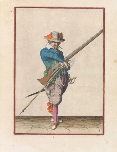 Soldier with a musket taking hold of his match