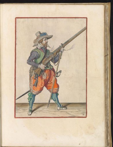 Soldier placing his fork under his musket