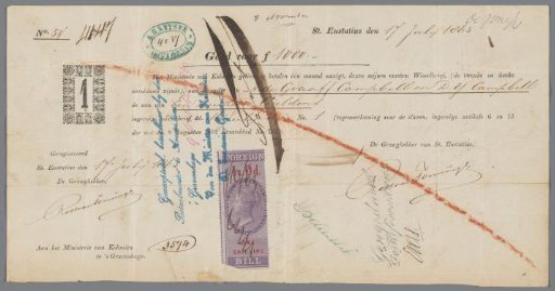 Bill of exchange for A. de Graaff Campbell and D.Y. Campbell, slaveholders on Sint Eustatius
