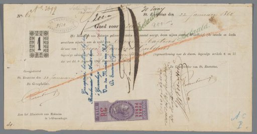 Bill of exchange for Emma Martins, slaveholder on Sint Eustatius