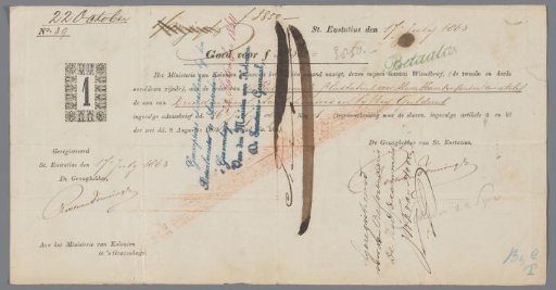 Bill of exchange for Alex Hansen, slaveholder on Sint Eustatius