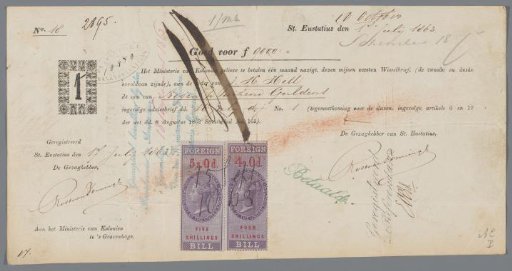 Bill of exchange for J.H. Hill, slaveholder on Sint Eustatius