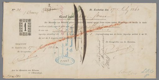 Bill of exchange for Charles Hussenden, slaveholder on Sint Eustatius
