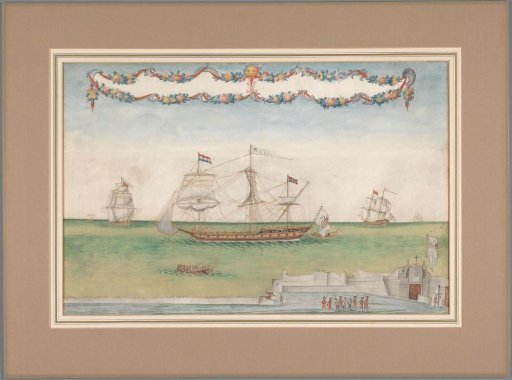 Spanish ships at a fort