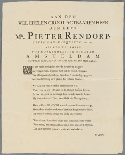 Various occasion poems relating to the Rendorp family
