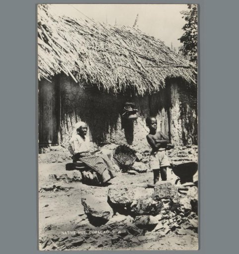 View of a house with its inhabitants in Curaçao
