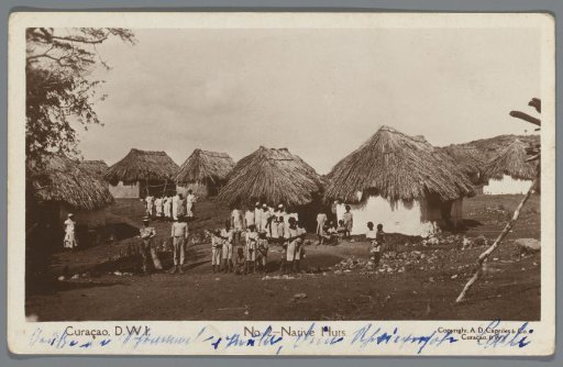 View of houses with their inhabitants in Curaçao