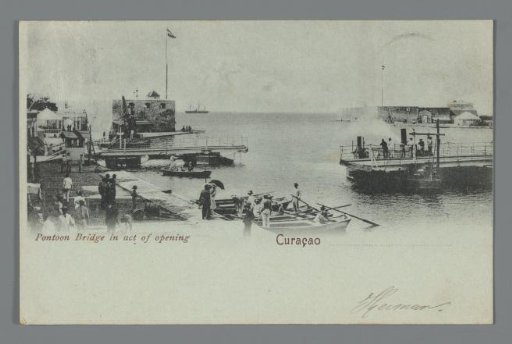 Pontoon Bridge in act of opening, Curaçao