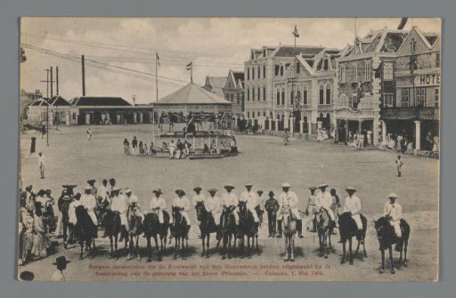 Burgers cavalrymen who formed the Governor's honor guard at the celebration of the birth of the Crown Princess. - Curaçao, May 1, 1909