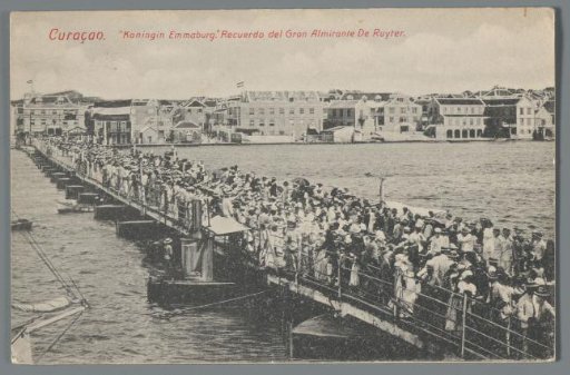 Curaçao, Dutch West Indies, "Queen Emma Bridge." Remembrance of the Grand Admiral De Ruyter