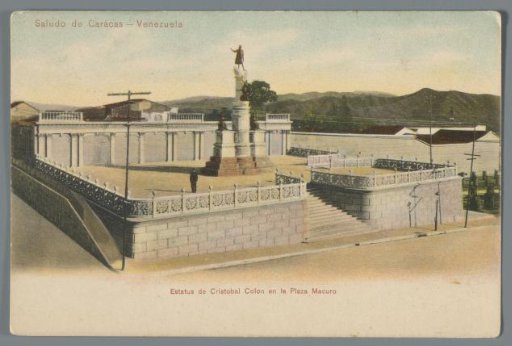 Greeting from Caracas - Venezuela: Statue of Christopher Columbus in Macuto Plaza