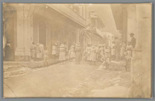 View of a street with a crowd