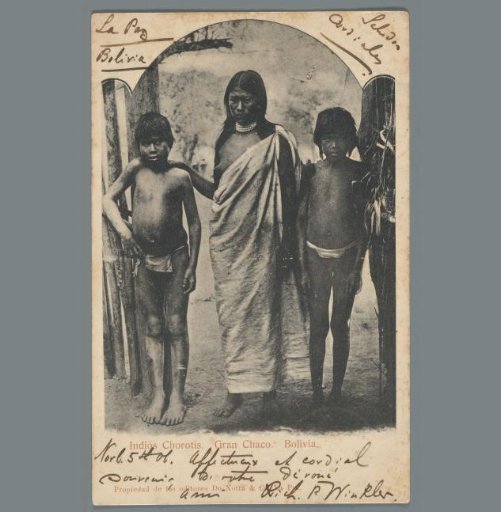 Portrait of a Choroti woman and two children in Gran Chaco, Bolivia