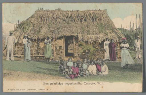 View of a house with its inhabitants on Curaçao