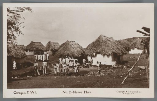 View of families and their houses on Curaçao
