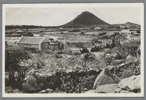 View of Hooiberg 549 F from Seroe Pretoe. Aruba, Nederlandsche Antillen