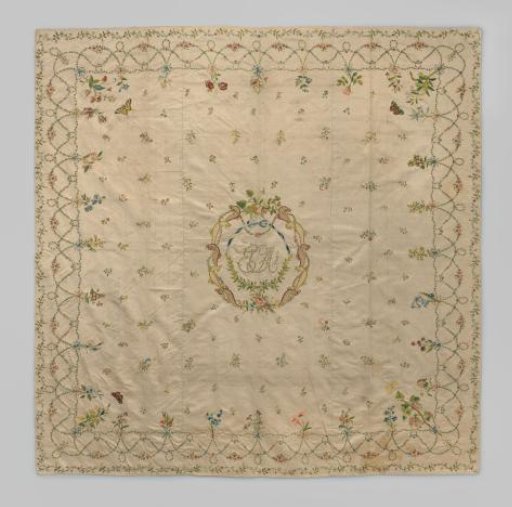 Embroidered Silk Cloth or Coverlet of the Van Lennep Family