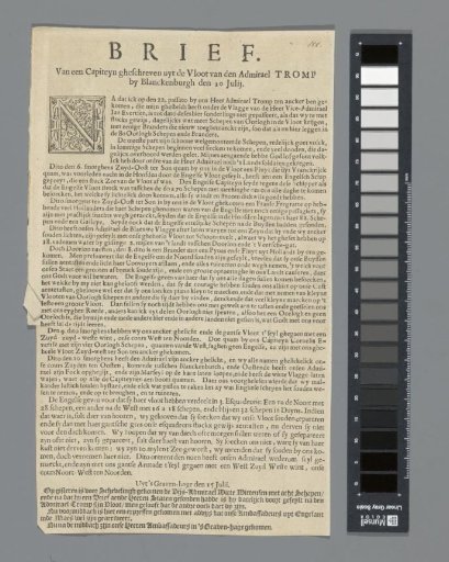 Letter. From a Captain written from the Fleet of Admiral Tromp near Blankenberge on 10 July