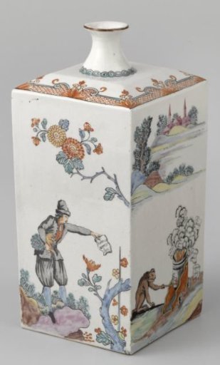Square Bottle with Caricatures of the Trade Speculation of 1720