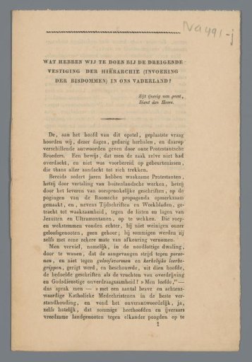 What Are We to Do Regarding the Imminent Establishment of the Hierarchy (Introduction of Bishoprics) in Our Fatherland?