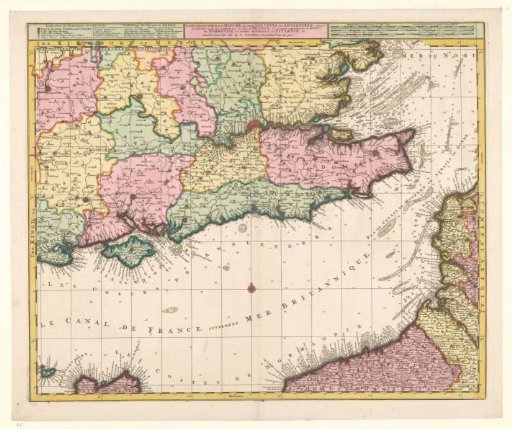 Map of the Channel and the coasts of southern England and northwestern France