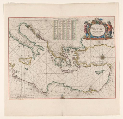 Sea chart of the eastern part of the Mediterranean Sea