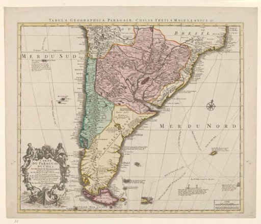 Map of the southern part of South America
