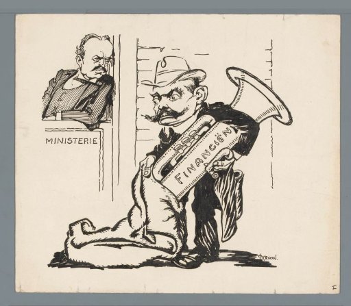 Minister S. de Vries with a Tuba