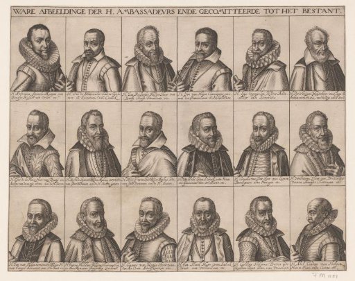 Portraits of the eighteen participants in the peace negotiations, 1608