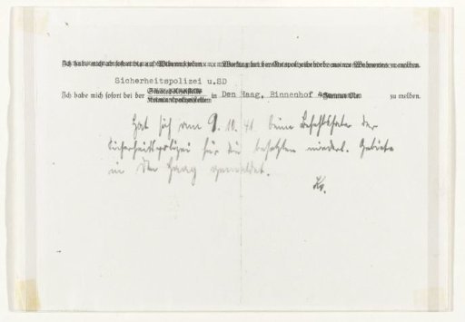 Photocopy of the back of a discharge slip from the Buchenwald concentration camp