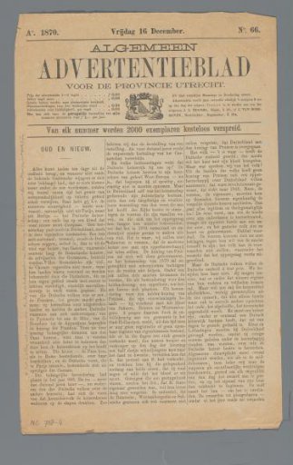 General Advertisement Sheet for the Province of Utrecht