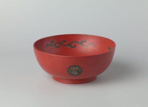 Lacquered red wooden bowl