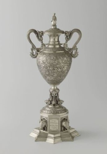 Silver vase on a pedestal