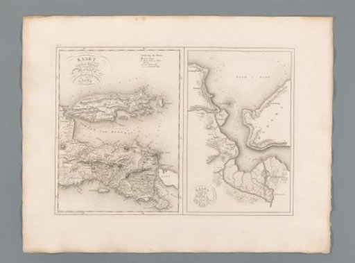 Two maps on one sheet: Pulau Madura and East Java, and the harbor and surroundings of Surabaya