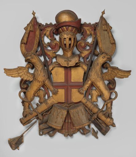 Wooden Polychrome Coat of Arms, Possibly by Lambert Bernard van Rechteren 1665-1725