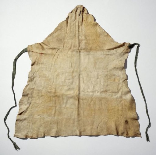 Leather apron used at the first stone laying in 1648 of the Amsterdam town hall (the palace) on the Dam