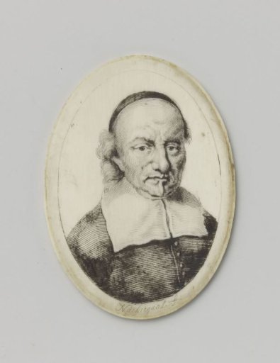 Portrait of Joost van den Vondel (1587-1679) on Ivory
