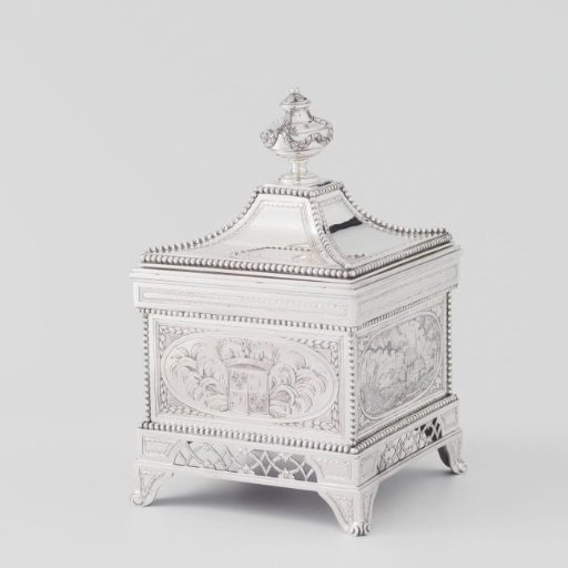 Tobacco pot, made as a souvenir of the award on 26 January 1787 by the Académie Royale et Patriotique of Valence, of an honorary prize to Adriaan Paets van Troostwijk (1752-1837) and Cornelis Kraijenhoff (1758-1840)