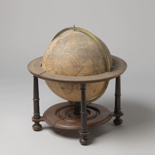 Globe in a wooden chair made by G. Valck or Valk