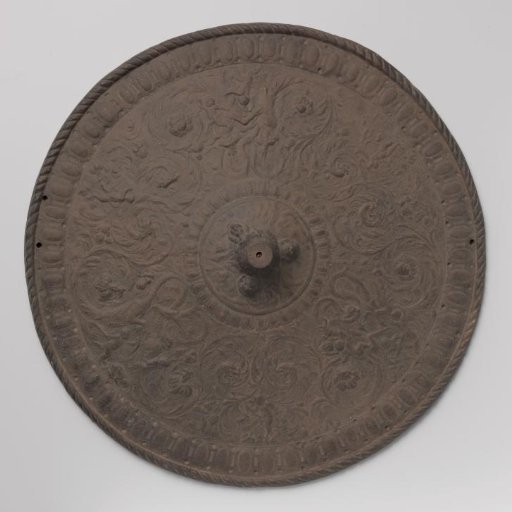 Galvanoplastic reproduction of a round shield with vines and putti