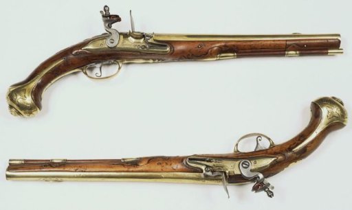 Flintlock pistol with battery lock