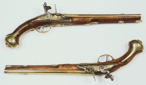 Flintlock pistol with battery lock