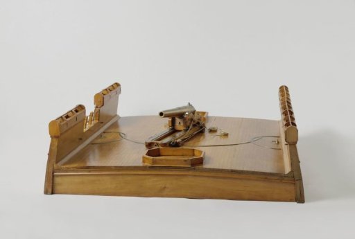 Model of a 16-cm Gun on a Pivot and Slide on Part of a Gun Deck