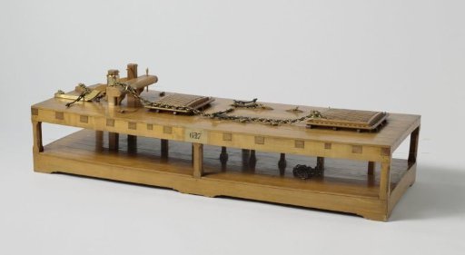 Model of Riding Bitts and Stoppers for a Chain Cable