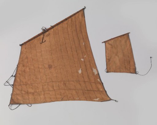 Two sails belonging to a model of a cannon galley