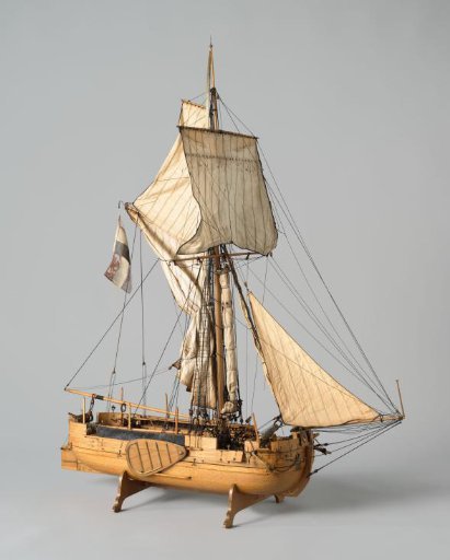 Model of a gaff-rigged gunboat