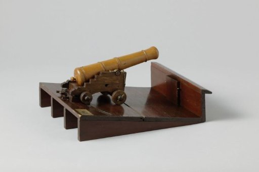 Model of a Gun and Carriage on a Ship Deck