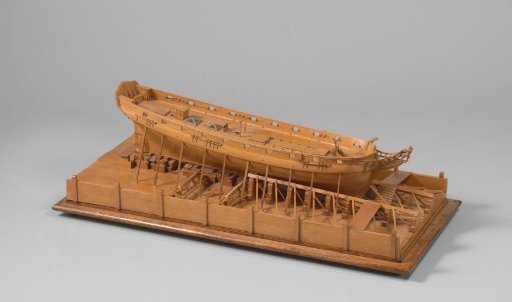 Model of a 20-gun corvette on a slipway